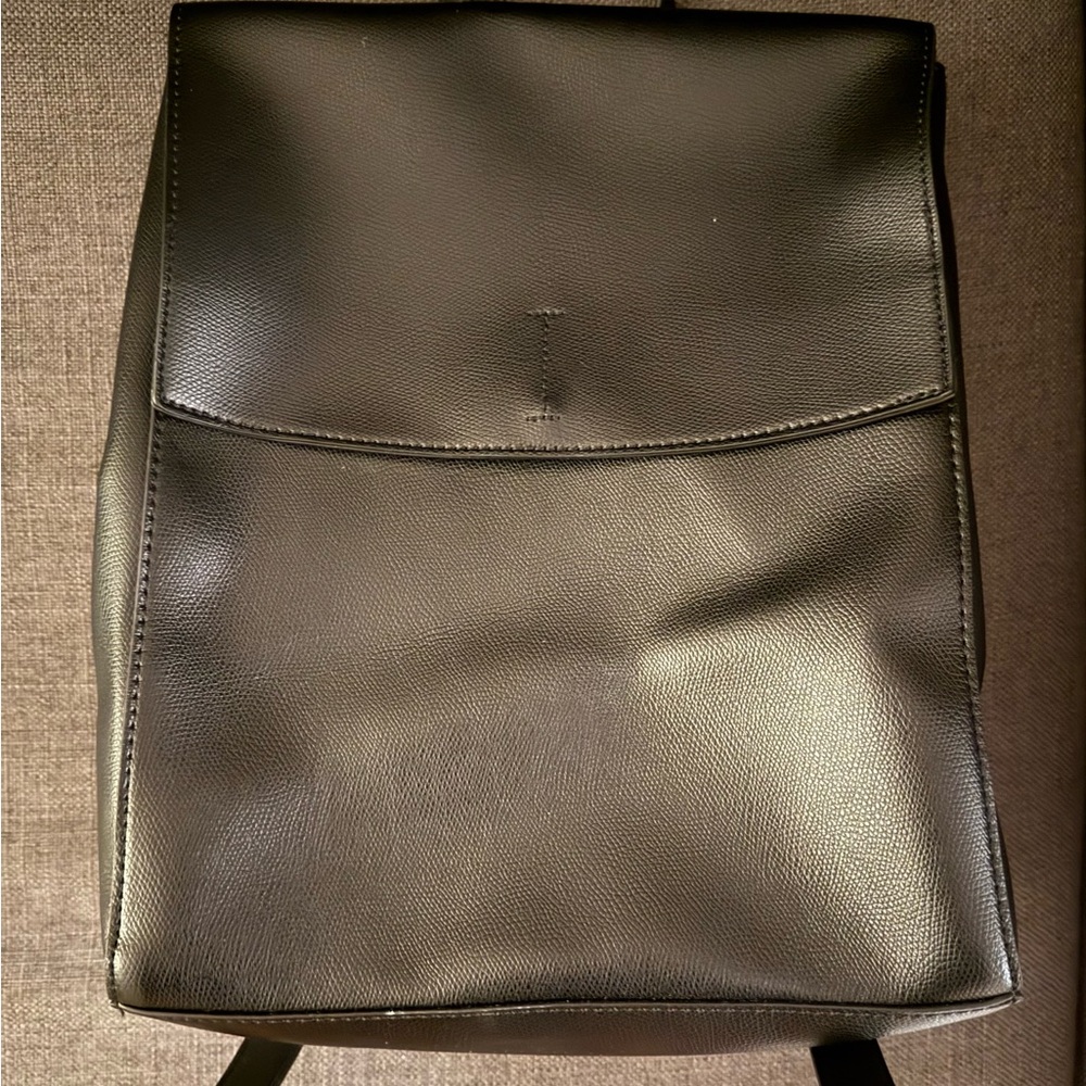 Black Faux Leather Backpack